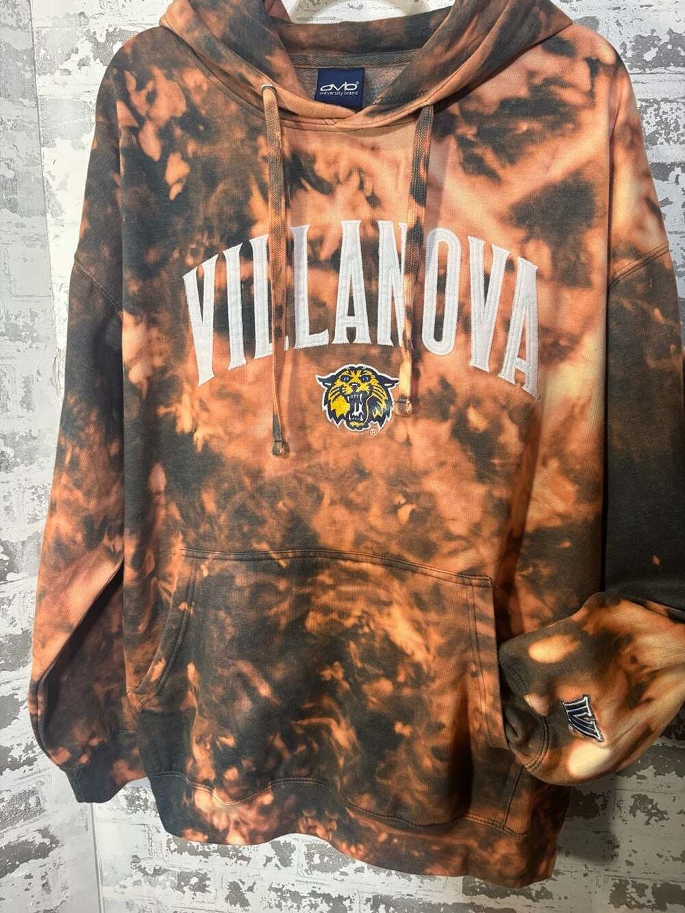 Old Varsity Brand Villanova Wildcats Tie-Dye Acid Wash Hoodie Sweatshirt 2X